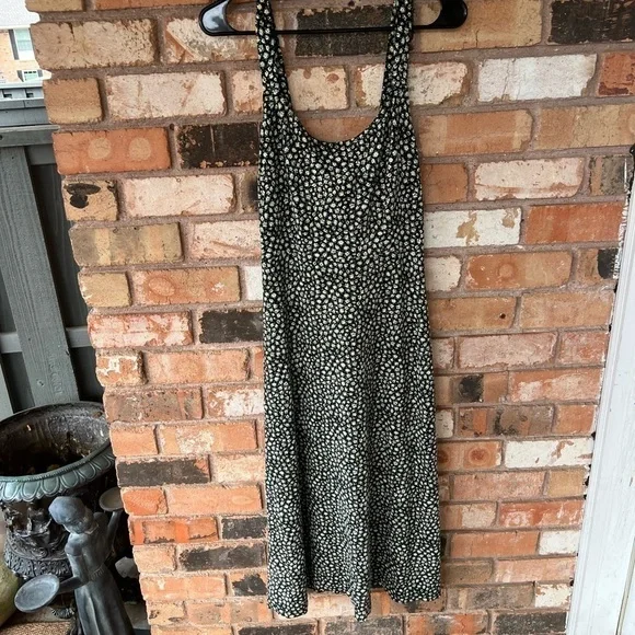 Free People Lorelai Daisy Print Tie Back Midi Dress Black M - Picture 10 of 12